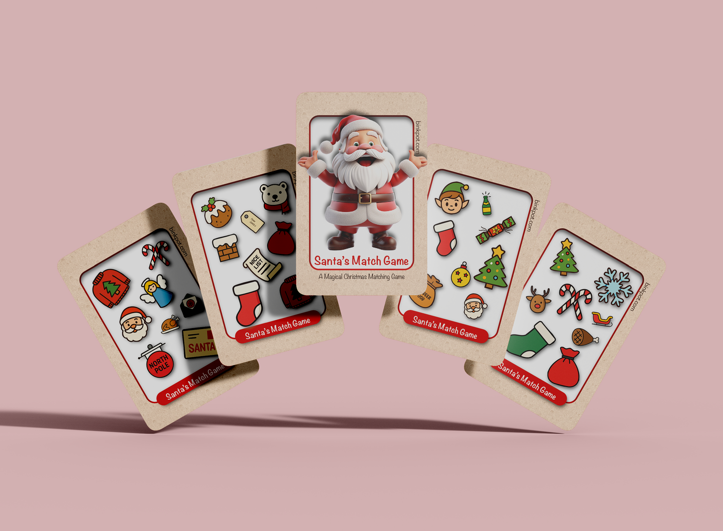 Santa’s Match Game | Family Christmas Card Game | Instant Download or Print