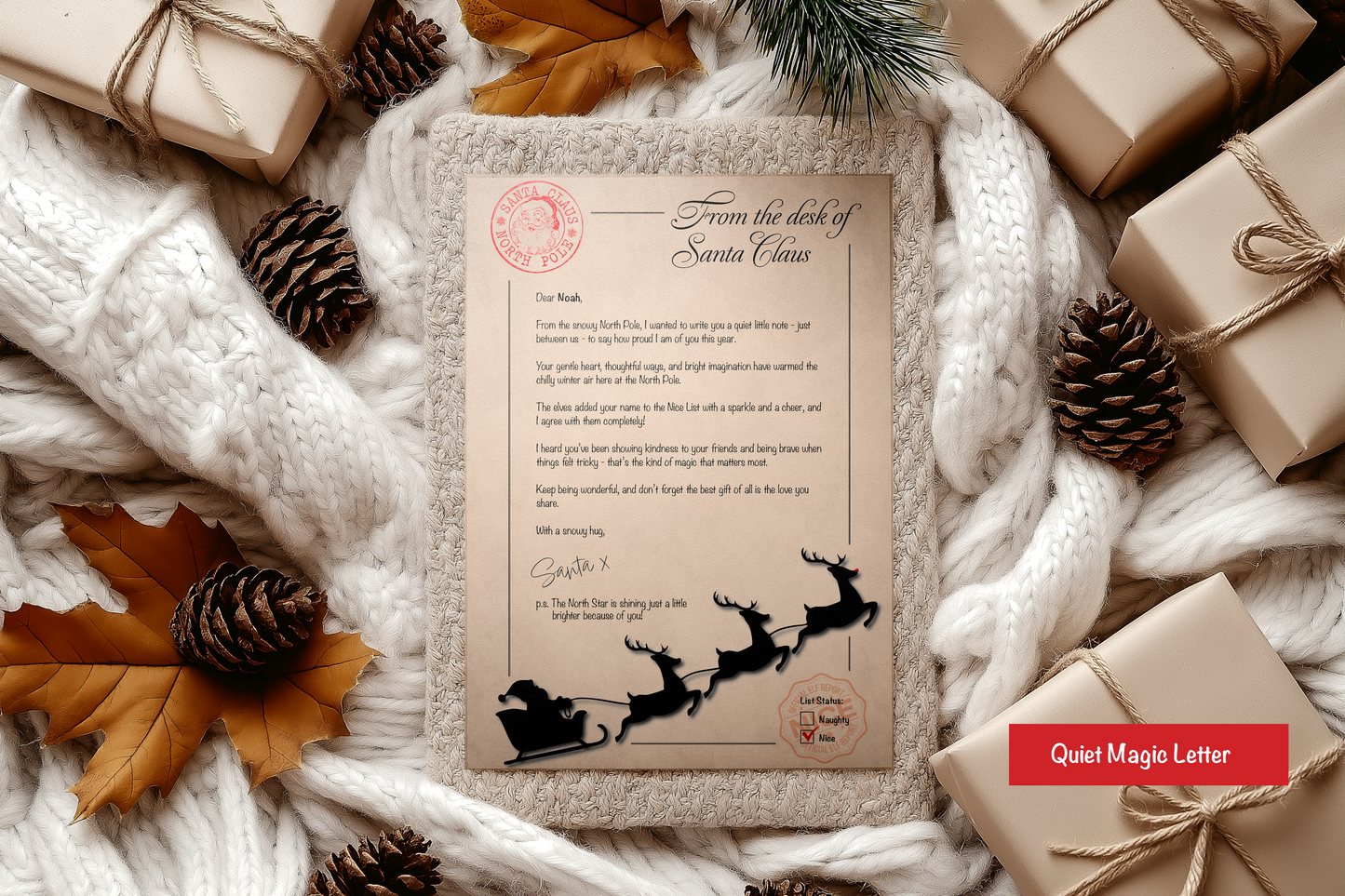 Letter From Santa – Choose from 3 Magical Designs | A4 | Instant PDF Download, Personalised Download or Personalised Print