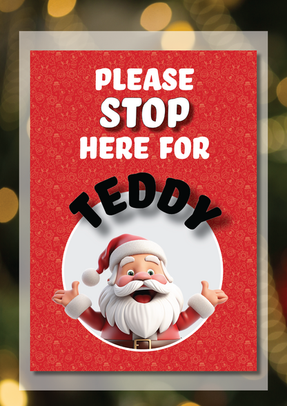 Santa Please Stop Here Sign | A4 | Instant PDF Download, Personalised Download or Personalised Print