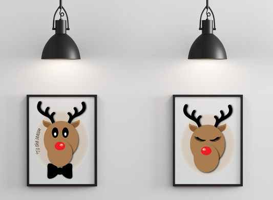 Illustrated Reindeer Prints | 5" x 7" or A4 | Instant PDF Download or Print