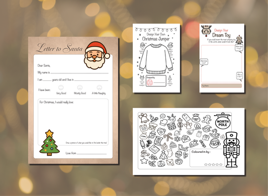 Christmas Colouring & Activity Bundle | 4 x A4 | Instant PDF Download or Print