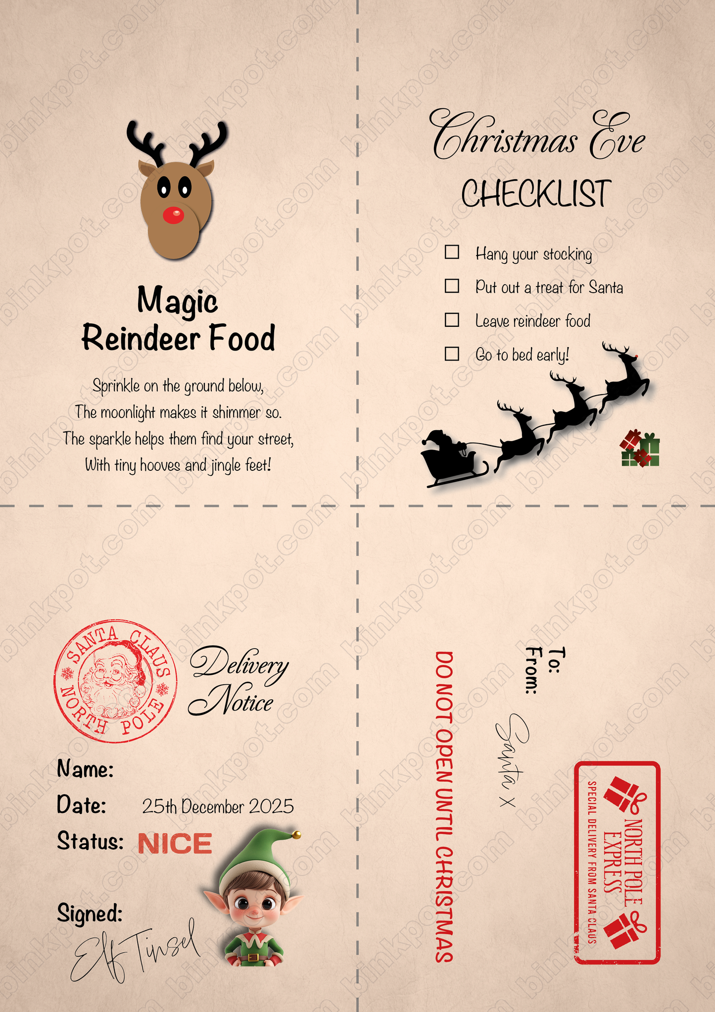 Christmas Eve Magic Tags | A4 | Instant PDF Download or Print